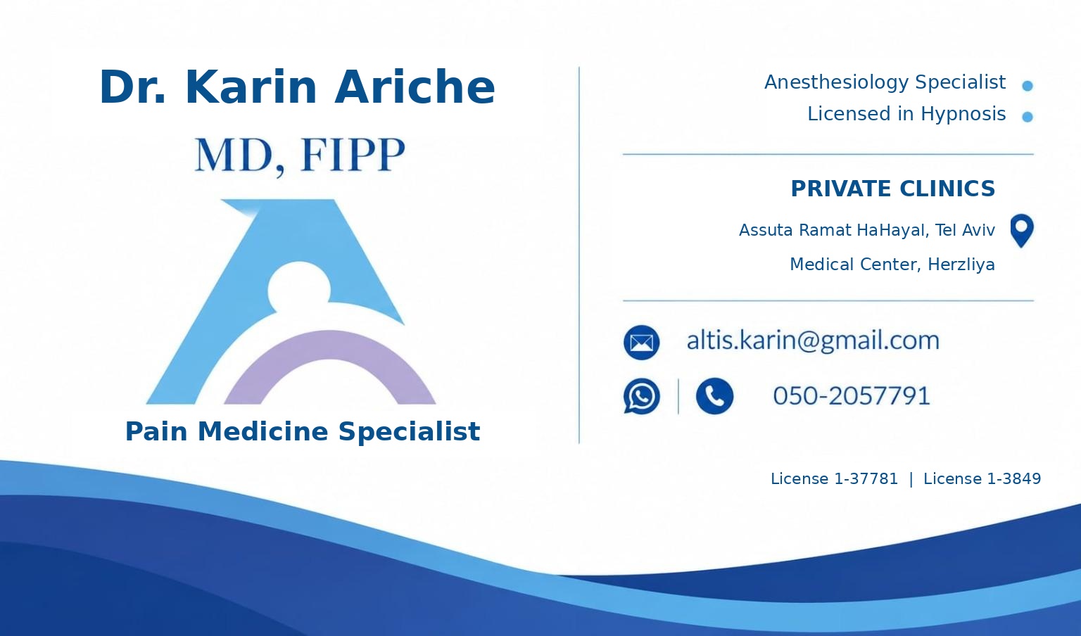 Dr. Karin Ariche business card